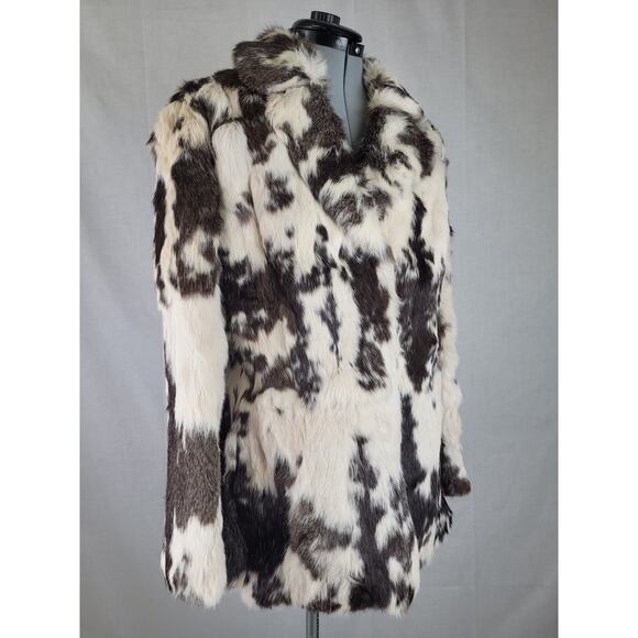 Vintage Rabbit Fur Black & White Jacket Coat Women's Sz M - Picture 4 of 11